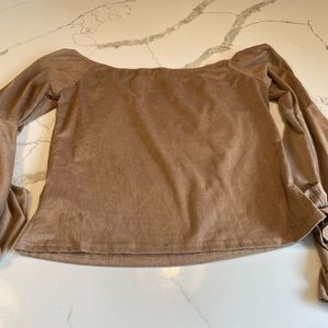 Size M faux suede wide sleeve tan color top